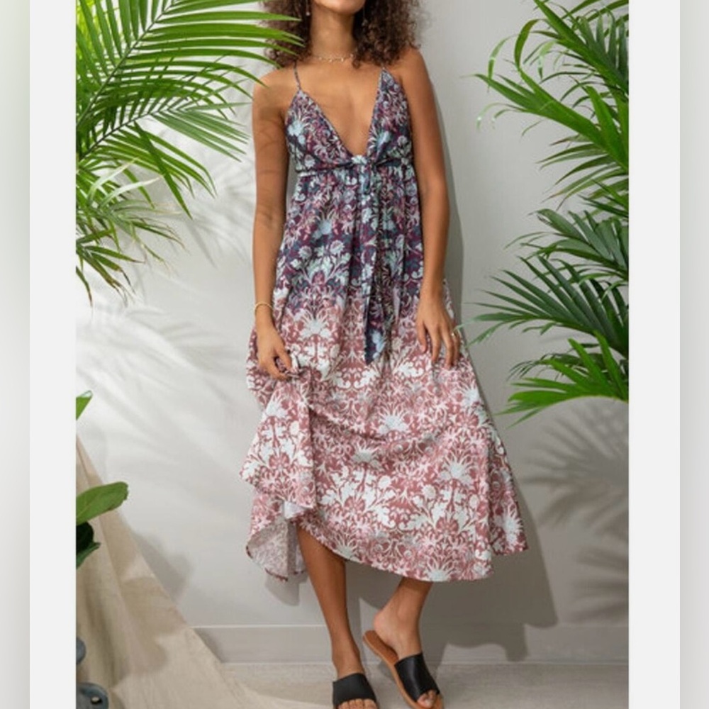FREE PEOPLE Sun Bleached Ombré tie front maxi dress